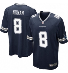 Mens Nike Dallas Cowboys 8 Troy Aikman Game Navy Blue Team Color NFL Jersey