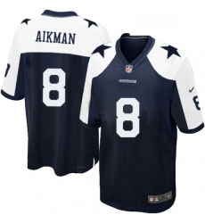 Mens Nike Dallas Cowboys 8 Troy Aikman Game Navy Blue Throwback Alternate NFL Jersey