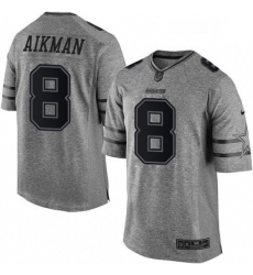 Mens Nike Dallas Cowboys 8 Troy Aikman Limited Gray Gridiron NFL Jersey
