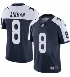 Mens Nike Dallas Cowboys 8 Troy Aikman Navy Blue Throwback Alternate Vapor Untouchable Limited Player NFL Jersey