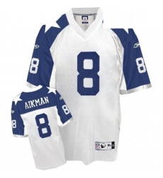 Mens Reebok Dallas Cowboys 8 Troy Aikman Authentic White Thanksgiving Throwback NFL Jersey