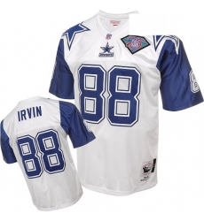 Mitchell And Ness Dallas Cowboys 88 Michael Irvin Authentic White 75TH Patch Throwback NFL Jersey