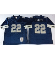 Mitchell Ness cowboys #22 Emmitt Smith blue Throwback Stitched NFL Jerseys