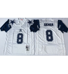 Mitchell Ness cowboys #8 Troy Aikman white Throwback Stitched NFL Jersey