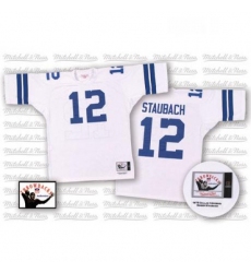 Mitchell and Ness Dallas Cowboys 12 Roger Staubach Authentic White Throwback NFL Jersey