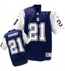 Mitchell and Ness Dallas Cowboys 21 Deion Sanders Authentic Navy BlueWhite Throwback NFL Jersey