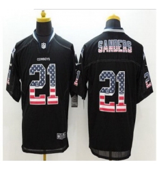 New Dallas Cowboys #21 Deion Sanders Black Men Stitched NFL Elite USA Flag Fashion Jersey