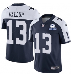 Nike Cowboys 13 Michael Gallup Navy Blue Thanksgiving Men Stitched With Established In 1960 Patch NFL Vapor Untouchable Limited Throwback Jersey