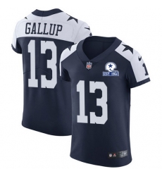 Nike Cowboys 13 Michael Gallup Navy Blue Thanksgiving Men Stitched With Established In 1960 Patch NFL Vapor Untouchable Throwback Elite Jersey