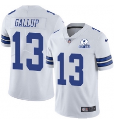 Nike Cowboys 13 Michael Gallup White Men Stitched With Established In 1960 Patch NFL Vapor Untouchable Limited Jersey