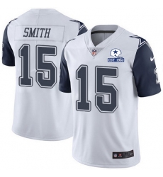 Nike Cowboys 15 Devin Smith White Men Stitched With Established In 1960 Patch NFL Limited Rush Jersey