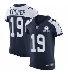 Nike Cowboys 19 Amari Cooper Navy Blue Thanksgiving Men Stitched With Established In 1960 Patch NFL Vapor Untouchable Throwback Elite Jersey