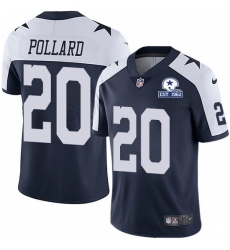 Nike Cowboys 20 Tony Pollard Navy Blue Thanksgiving Men Stitched With Established In 1960 Patch NFL Vapor Untouchable Limited Throwback Jersey
