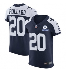Nike Cowboys 20 Tony Pollard Navy Blue Thanksgiving Men Stitched With Established In 1960 Patch NFL Vapor Untouchable Throwback Elite Jersey