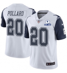 Nike Cowboys 20 Tony Pollard White Men Stitched With Established In 1960 Patch NFL Limited Rush Jersey