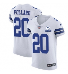 Nike Cowboys 20 Tony Pollard White Men Stitched With Established In 1960 Patch NFL New Elite Jersey