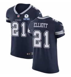 Nike Cowboys 21 Ezekiel Elliott Navy Blue Team Color Men Stitched With Established In 1960 Patch NFL Vapor Untouchable Elite Jersey