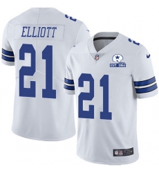 Nike Cowboys 21 Ezekiel Elliott White Men Stitched With Established In 1960 Patch NFL Vapor Untouchable Limited Jersey