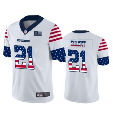 Nike Cowboys 21 Ezekiel Elliott White USA Flag Fashion Limited Jersey