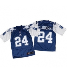 Nike Cowboys #24 Morris Claiborne Navy BlueWhite Throwback Mens Stitched NFL Elite Jersey