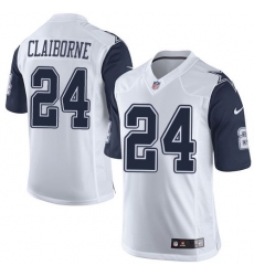 Nike Cowboys #24 Morris Claiborne White Mens Stitched NFL Limited Rush Jerseys