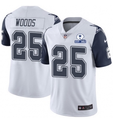 Nike Cowboys 25 Xavier Woods White Men Stitched With Established In 1960 Patch NFL Limited Rush Jersey