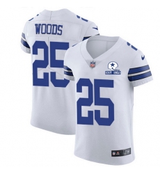 Nike Cowboys 25 Xavier Woods White Men Stitched With Established In 1960 Patch NFL New Elite Jersey