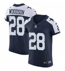 Nike Cowboys #28 Darren Woodson Navy Blue Thanksgiving Mens Stitched NFL Vapor Untouchable Throwback Elite Jersey