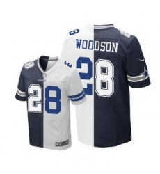 Nike Cowboys 28 Darren Woodson Navy Blue White Mens Stitched NFL Elite Split Jersey