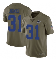 Nike Cowboys #31 Byron Jones Olive Mens Stitched NFL Limited 2017 Salute To Service Jersey