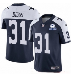 Nike Cowboys 31 Trevon Diggs Navy Blue Thanksgiving Men Stitched With Established In 1960 Patch NFL Vapor Untouchable Limited Throwback Jersey