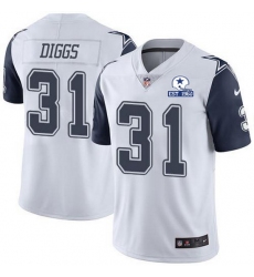Nike Cowboys 31 Trevon Diggs White Men Stitched With Established In 1960 Patch NFL Limited Rush Jersey