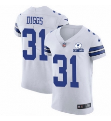 Nike Cowboys 31 Trevon Diggs White Men Stitched With Established In 1960 Patch NFL New Elite Jersey