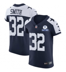 Nike Cowboys 32 Saivion Smith Navy Blue Thanksgiving Men Stitched With Established In 1960 Patch NFL Vapor Untouchable Throwback Elite Jersey