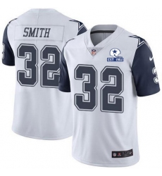 Nike Cowboys 32 Saivion Smith White Men Stitched With Established In 1960 Patch NFL Limited Rush Jersey