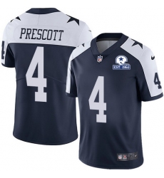 Nike Cowboys 4 Dak Prescott Navy Blue Thanksgiving Men Stitched With Established In 1960 Patch NFL Vapor Untouchable Limited Throwback Jersey