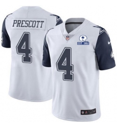 Nike Cowboys 4 Dak Prescott White Men Stitched With Established In 1960 Patch NFL Limited Rush Jersey