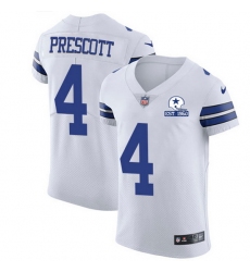 Nike Cowboys 4 Dak Prescott White Men Stitched With Established In 1960 Patch NFL New Elite Jersey