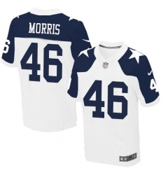 Nike Cowboys #46 Alfred Morris White Thanksgiving Mens Stitched NFL Throwback Elite Jersey
