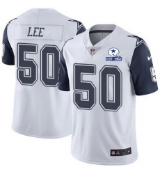Nike Cowboys 50 Sean Lee White Men Stitched With Established In 1960 Patch NFL Limited Rush Jersey