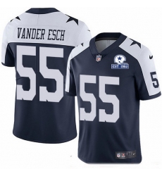 Nike Cowboys 55 Leighton Vander Esch Navy Blue Thanksgiving Men Stitched With Established In 1960 Patch NFL Vapor Untouchable Limited Throwback Jersey