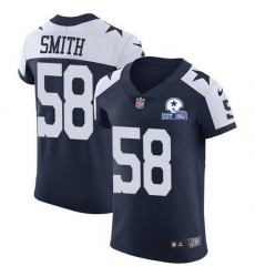 Nike Cowboys 58 Aldon Smith Navy Blue Thanksgiving Men Stitched With Established In 1960 Patch NFL Vapor Untouchable Throwback Elite Jersey