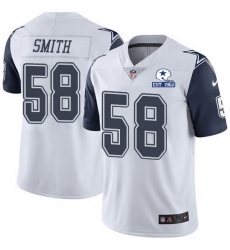 Nike Cowboys 58 Aldon Smith White Men Stitched With Established In 1960 Patch NFL Limited Rush Jersey