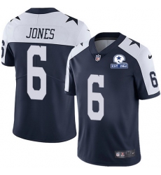 Nike Cowboys 6 Chris Jones Navy Blue Thanksgiving Men Stitched With Established In 1960 Patch NFL Vapor Untouchable Limited Throwback Jersey