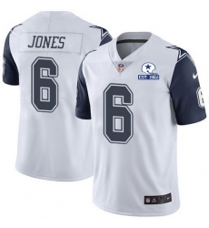 Nike Cowboys 6 Chris Jones White Men Stitched With Established In 1960 Patch NFL Limited Rush Jersey