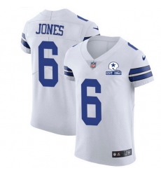Nike Cowboys 6 Chris Jones White Men Stitched With Established In 1960 Patch NFL New Elite Jersey