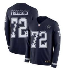 Nike Cowboys #72 Travis Frederick Navy Blue Team Color Men Stitched NFL Limited Therma Long Sleeve Jersey