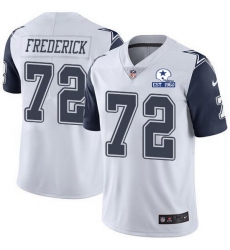 Nike Cowboys 72 Travis Frederick White Men Stitched With Established In 1960 Patch NFL Limited Rush Jersey
