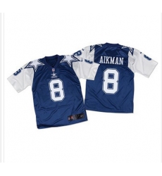 Nike Cowboys #8 Troy Aikman Navy BlueWhite Throwback Mens Stitched NFL Elite Jersey