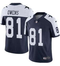 Nike Cowboys #81 Terrell Owens Navy Blue Thanksgiving Mens Stitched NFL Vapor Untouchable Limited Throwback Jersey